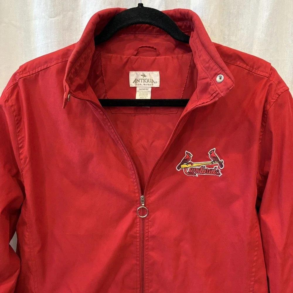 Vintage Antigua St. Louis Cardinals Baseball lLined Women's Red Jacket Coat Sz M